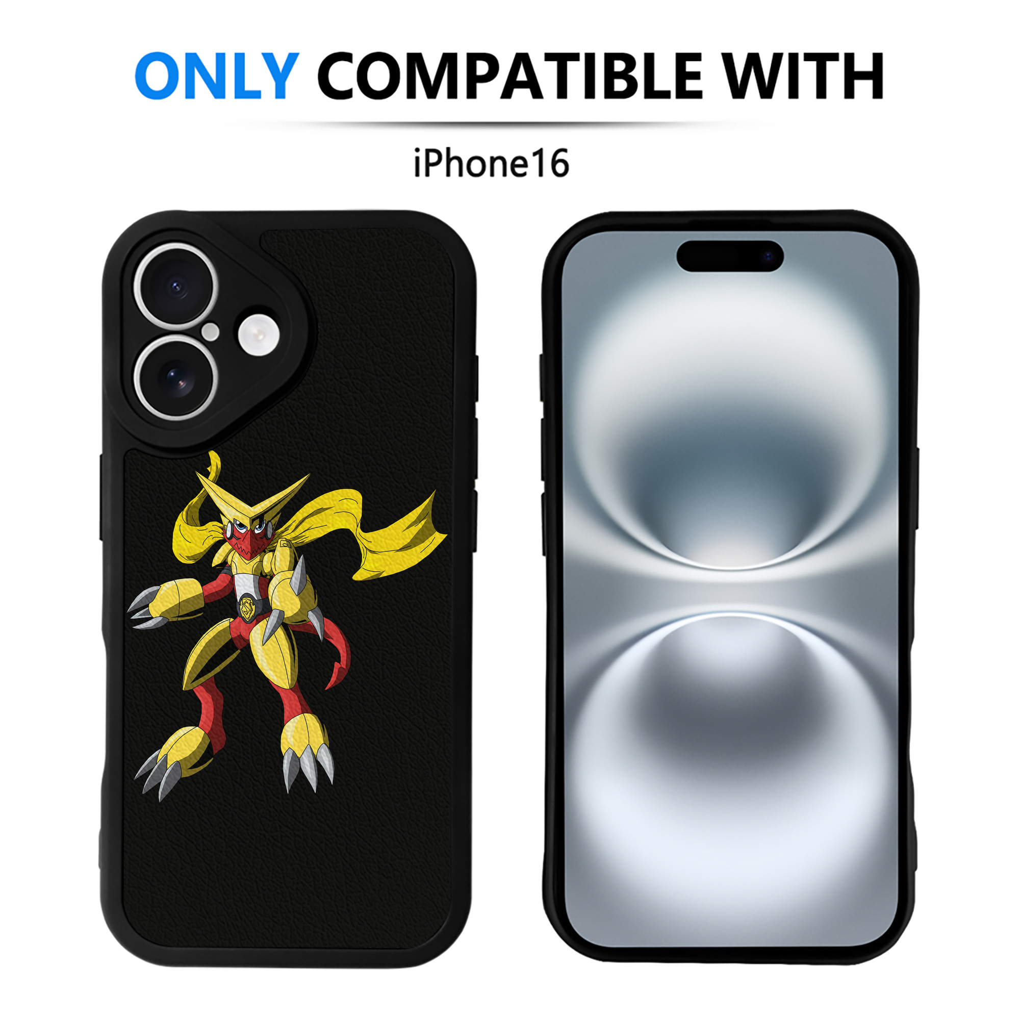 （画像用） Digimon デジタルモンスター/デジモン 【iPhone 16シリーズ対応】シリコンスマホケース（レザー調） 材質：シリコン